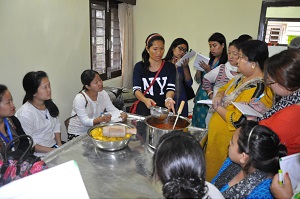 Training session for trainees in the Fruit Processing Centre, set up by the Muskan Welfare Society in the Raj Bhavan Complex, Itanagar on 25th June 2016